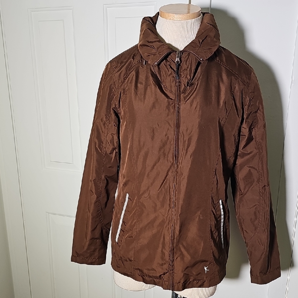 Danskin‎ Now Brown Wind Breaker Womens Jacket W/hood.small 4-6